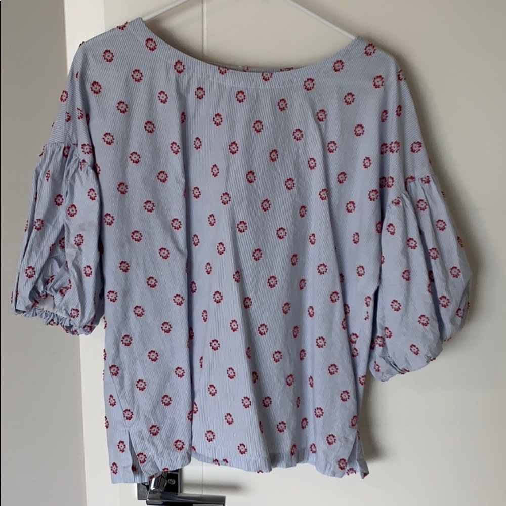 Puff sleeve embroidered blouse